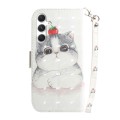 For Samsung Galaxy S24+ 5G 3D Colored Horizontal Flip Leather Phone Case(Cute Cat)