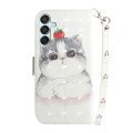 For Samsung Galaxy M15/F15 3D Colored Horizontal Flip Leather Phone Case(Cute Cat)