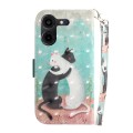 For Tecno Pova 5 Pro 3D Colored Horizontal Flip Leather Phone Case(Black White Cat)