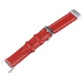 For Fitbit Charge 5 18mm Bamboo Joint Texture Genuine Leather Watch Band(Red)