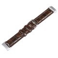 For Fitbit Charge 5 18mm Bamboo Joint Texture Genuine Leather Watch Band(Bamboo Dark Brown)