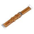 For Fitbit Charge 5 18mm Bamboo Joint Texture Genuine Leather Watch Band(Light Brown)