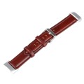 For Fitbit Charge 5 18mm Bamboo Joint Texture Genuine Leather Watch Band(Wine Red)
