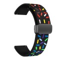 For Samsung Galaxy Watch 6 / 6 Classic Sports Rainbow Dots Magnetic Black Buckle Silicone Watch Band