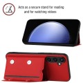 For Samsung Galaxy S23 FE 5G Skin Feel PU + TPU + PC Card Slots Phone Case(Red)