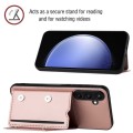 For Samsung Galaxy S23 FE 5G Skin Feel PU + TPU + PC Card Slots Phone Case(Rose Gold)