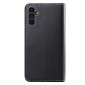 For Samsung Galaxy A34 5G Tricolor Stitching Horizontal Flip Leather Phone Case(Black)