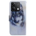 For Xiaomi Redmi Note 13 5G Coloured Drawing Flip Leather Phone Case(White Wolf)