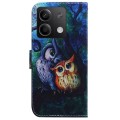 For Xiaomi Redmi Note 13 5G Coloured Drawing Flip Leather Phone Case(Oil Painting Owl)