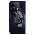 For Xiaomi Redmi Note 13 5G Coloured Drawing Flip Leather Phone Case(Lion)