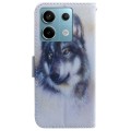 For Xiaomi Redmi Note 13 Pro 5G Coloured Drawing Flip Leather Phone Case(White Wolf)