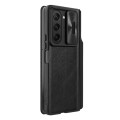For Samsung Galaxy Z Fold5 NILLKIN QIN Series Pro Sliding Camera Cover Design Leather Phone Case(Bla