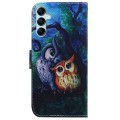 For Samsung Galaxy A15 Coloured Drawing Flip Leather Phone Case(Oil Painting Owl)