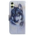 For Samsung Galaxy A05 Coloured Drawing Flip Leather Phone Case(White Wolf)