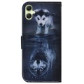 For Samsung Galaxy A05 Coloured Drawing Flip Leather Phone Case(Wolf and Dog)