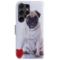 For Samsung Galaxy S24 Ultra 5G Coloured Drawing Flip Leather Phone Case(Pug)