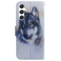 For Samsung Galaxy S24 5G Coloured Drawing Flip Leather Phone Case(White Wolf)