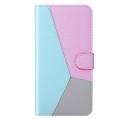 For Xiaomi Redmi Note 12 Pro 5G Global Tricolor Stitching Horizontal Flip Leather Phone Case(Blue)