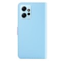 For Xiaomi Redmi Note 12 Pro 5G Global Tricolor Stitching Horizontal Flip Leather Phone Case(Blue)