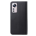 For Xiaomi 12 Tricolor Stitching Horizontal Flip Leather Phone Case(Black)