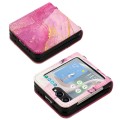 For Samsung Galaxy Z Flip5 PT003 Marble Pattern Flip Leather Phone Case(Pink Purple Gold LS001)