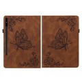 For Samsung Galaxy Tab S9 Butterfly Flower Embossed Leather Tablet Case(Brown)