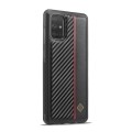 For Samsung Galaxy A71 4G LC.IMEEKE 3 in 1 Carbon Fiber Texture Shockproof Phone Case(Black)