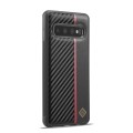 For Samsung Galaxy S10 LC.IMEEKE 3 in 1 Carbon Fiber Texture Shockproof Phone Case(Black)