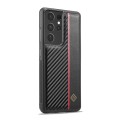 For Samsung Galaxy S21 Ultra LC.IMEEKE 3 in 1 Carbon Fiber Texture Shockproof Phone Case(Black)