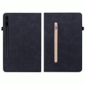 For Samsung Galaxy Tab S9 Skin Feel Solid Color Zipper Leather Tablet Case(Black)