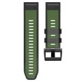 For Garmin Fenix 7 Pro 22mm Screw Buckle Diamond Texture Two Color Silicone Watch Band(Army Green+Bl