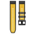 For Garmin Fenix 7 Pro 26mm Screw Buckle Diamond Texture Two Color Silicone Watch Band(Yellow+Black)