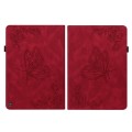 For Amazon Fire HD 10 2023 Butterfly Flower Embossed Leather Tablet Case(Red)