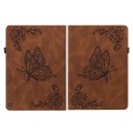 For Amazon Fire HD 10 2023 Butterfly Flower Embossed Leather Tablet Case(Brown)