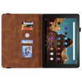 For Amazon Fire HD 10 2023 Butterfly Flower Embossed Leather Tablet Case(Brown)