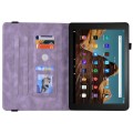 For Amazon Fire HD 10 2023 Butterfly Flower Embossed Leather Tablet Case(Purple)