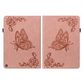 For Amazon Fire HD 10 2023 Butterfly Flower Embossed Leather Tablet Case(Rose Gold)