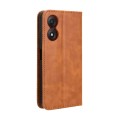 For ZTE Blade A34 Magnetic Buckle Retro Texture Leather Phone Case(Brown)