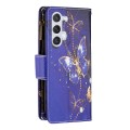 For Samsung Galaxy S24 5G Colored Drawing Pattern Zipper Leather Phone Case(Purple Butterfly)