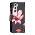 For Samsung Galaxy S24 5G Colored Drawing Pattern Zipper Leather Phone Case(Lotus)