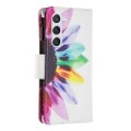 For Samsung Galaxy S24 5G Colored Drawing Pattern Zipper Leather Phone Case(Sun Flower)