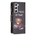 For Samsung Galaxy S24 5G Colored Drawing Pattern Zipper Leather Phone Case(Bear)