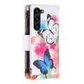For Samsung Galaxy S24+ 5G Colored Drawing Pattern Zipper Leather Phone Case(Two Butterflies)