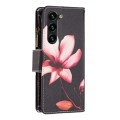 For Samsung Galaxy S24+ 5G Colored Drawing Pattern Zipper Leather Phone Case(Lotus)