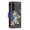 For Samsung Galaxy S24+ 5G Colored Drawing Pattern Zipper Leather Phone Case(Big Butterfly)