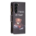 For Samsung Galaxy S24+ 5G Colored Drawing Pattern Zipper Leather Phone Case(Bear)