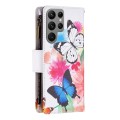 For Samsung Galaxy S24 Ultra 5G Colored Drawing Pattern Zipper Leather Phone Case(Two Butterflies)