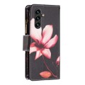For Samsung Galaxy A55 Colored Drawing Pattern Zipper Leather Phone Case(Lotus)