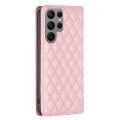 For Samsung Galaxy S24 Ultra 5G Diamond Lattice Magnetic Leather Flip Phone Case(Pink)