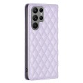 For Samsung Galaxy S24 Ultra 5G Diamond Lattice Magnetic Leather Flip Phone Case(Purple)